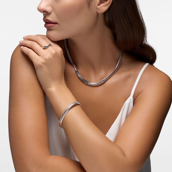 Silver Textured Bangle,Large